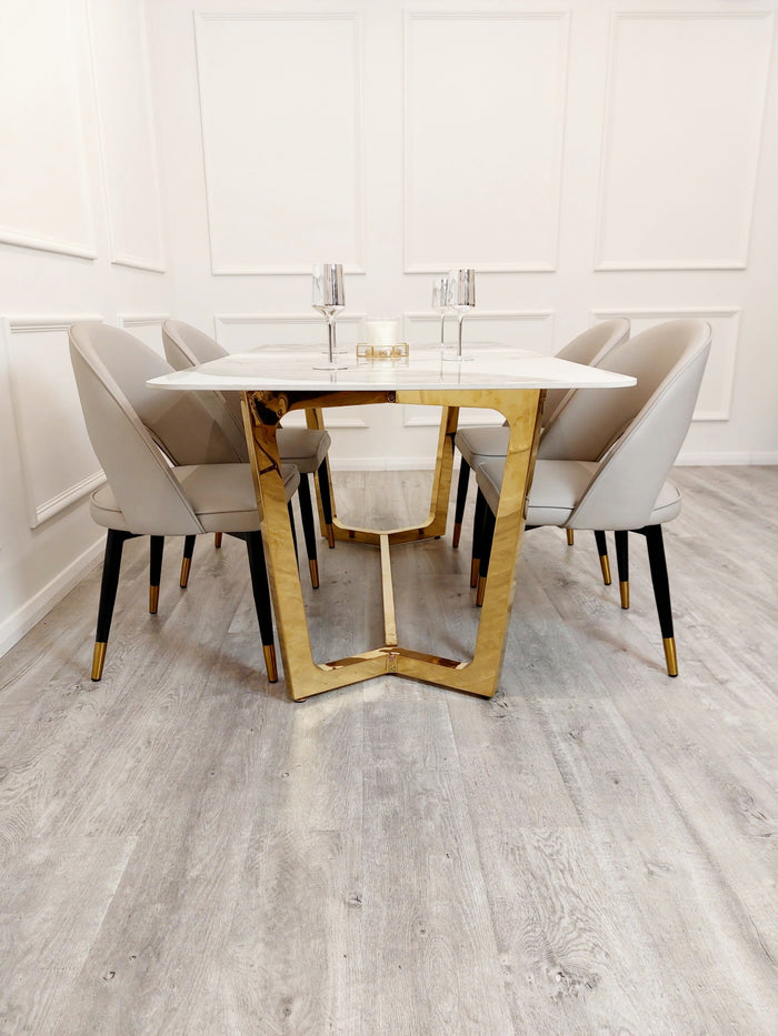 Lucien 1.8 Gold Dining Table with Pandora Gold Sintered Stone Top