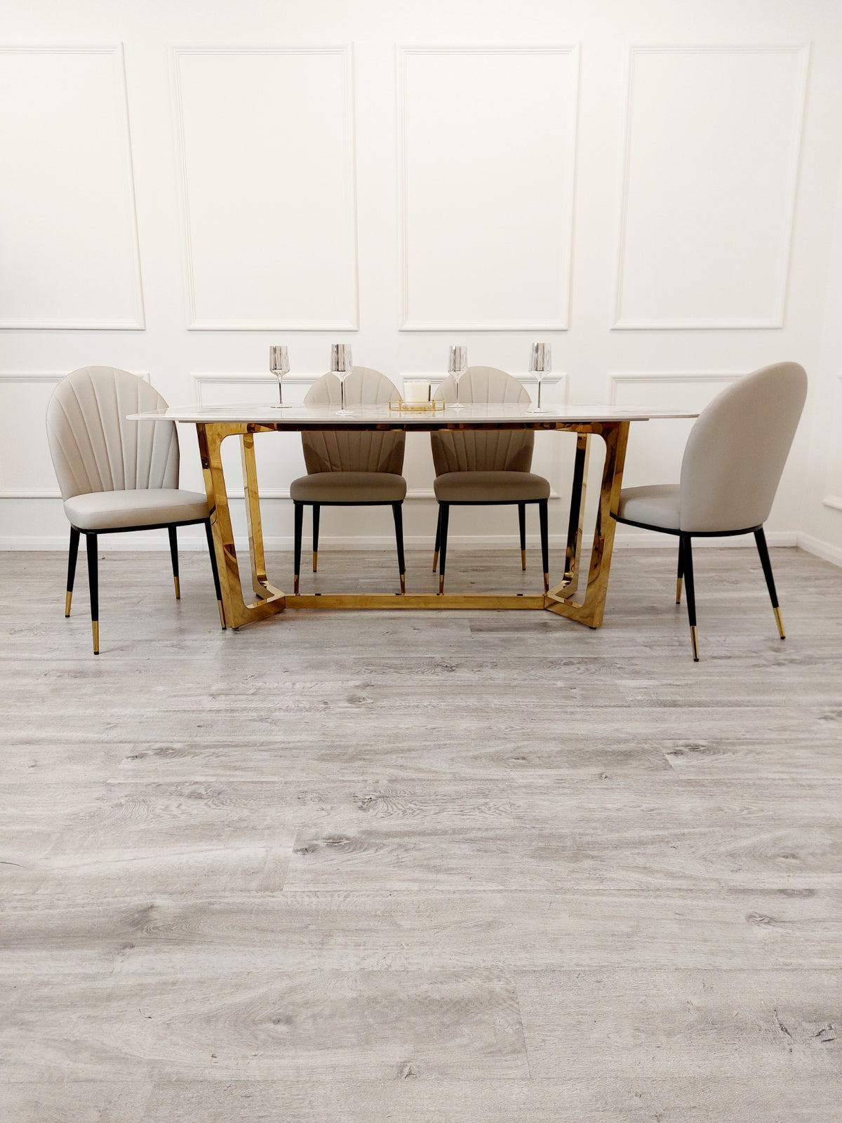 Lucien 1.8 Gold Dining Table with Pandora Gold Sintered Stone Top