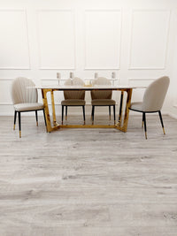 Lucien 1.8 Gold Dining Table with Pandora Gold Sintered Stone Top