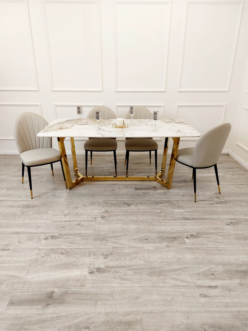 Lucien 1.8 Gold Dining Table with Pandora Gold Sintered Stone Top