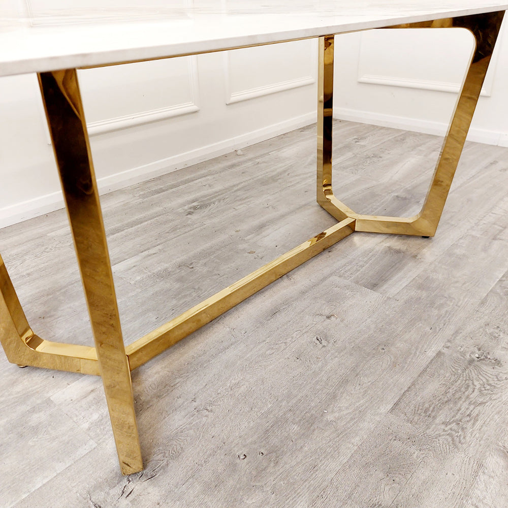 Lucien 1.8 Gold Dining Table with Pandora Gold Sintered Stone Top