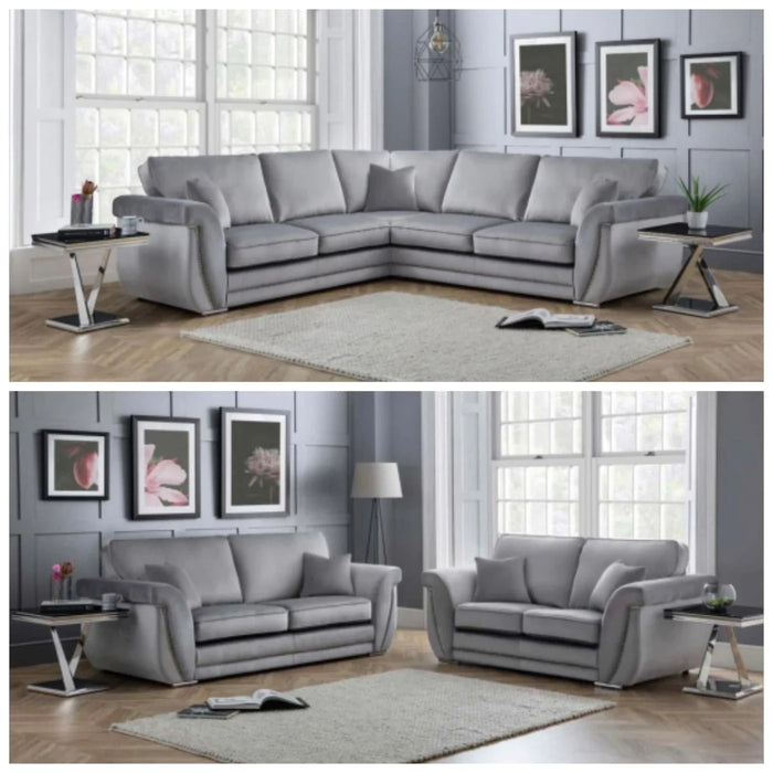 Luxe Plush Steel Grey Sofa 3+2 Seater Sofa Set