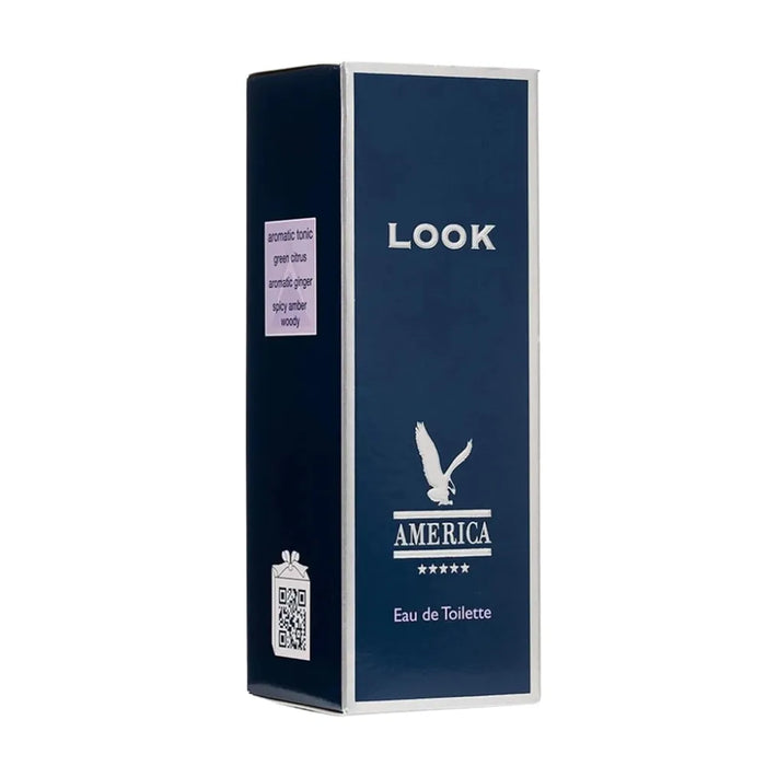 Blue box of Look America Eau de Toilette on a white background