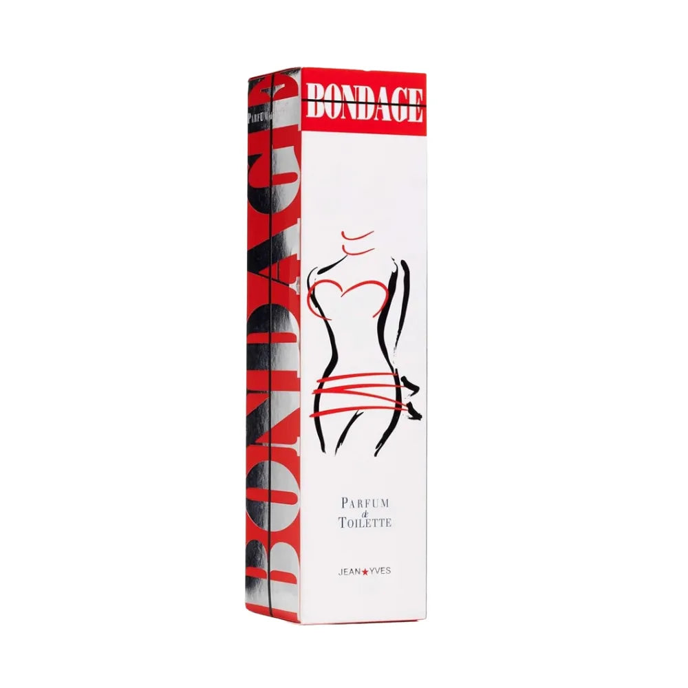 Box of Bondage perfume with red and black design on a white background