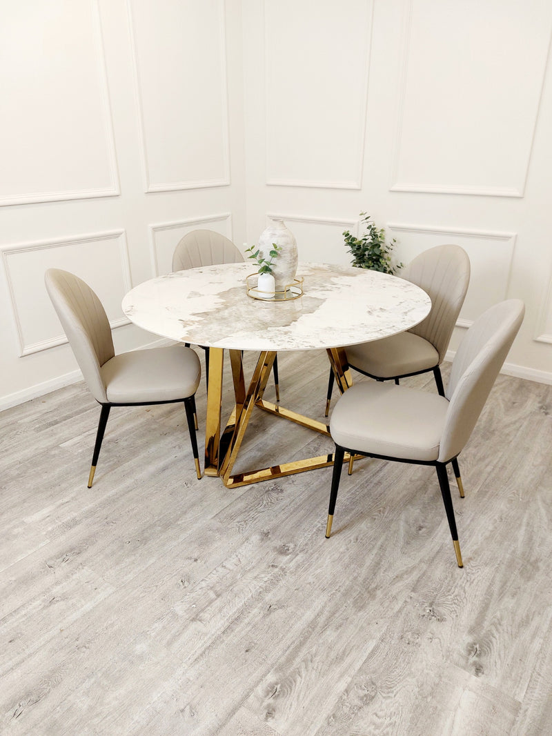 Nero Gold 1.3 Round Dining Table with Sintered Stone Top