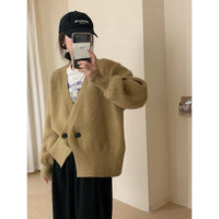 Knitted Cardigan Korean Style Solid Color Loose And Simple Knitwear Idle Style Women's Coat