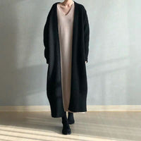 South Korea Chic Simple Buckle-free Sweater Lazy Wind Long Below The Knee Knitted Cardigan