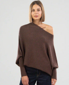 Women's Solid Color Round Neck Long Sleeve Knitted Sweater