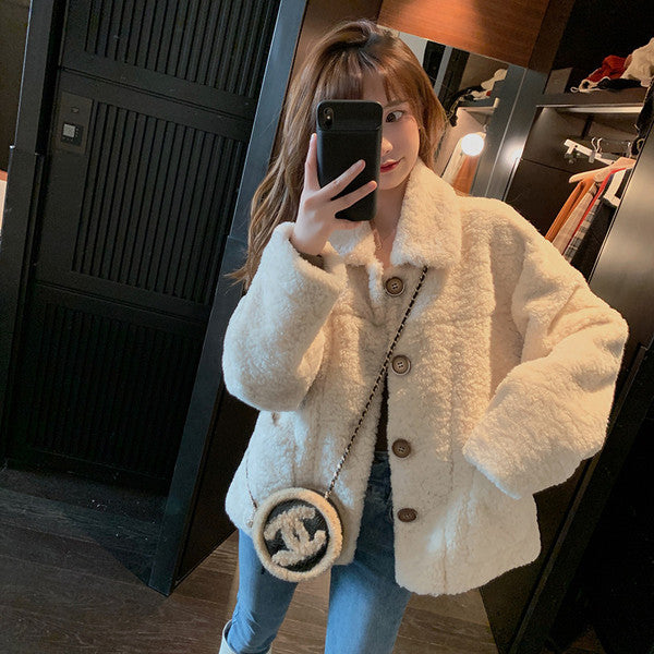 Berber Fleece Coat Women's Autumn And Winter New Loose Long-sleeved Thickened Short Korean Style All-matching