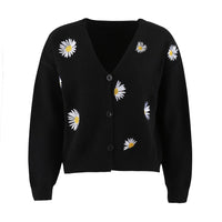 Women's Knitted Sweater Single-breasted King Whyte Embroidered Coat Sweater