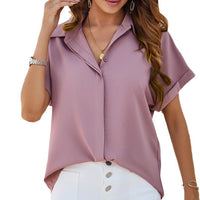 Spring And Summer Temperament Leisure Solid Color Stand Collar Shirt