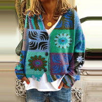 Christmas Abstract Printing Casual Coat Cardigan Sweater