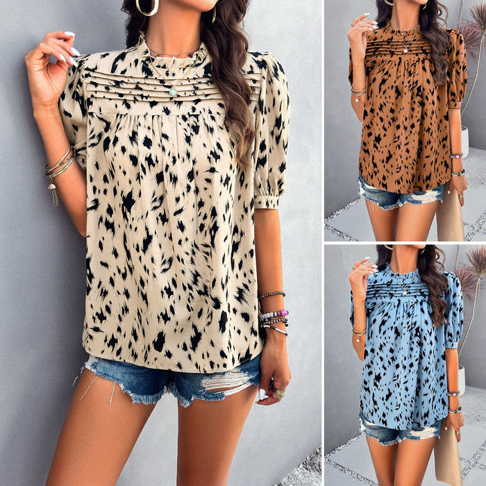 Women's Shirt Temperament Printed Short-sleeved Top