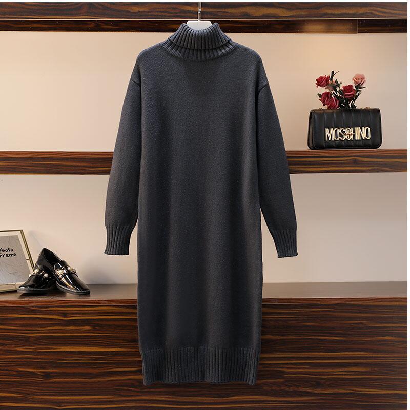 Straight Loose Overknee High Collar Sweater Dress