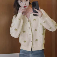 V-neck Cardigan Gentle Outer Wear Knitted Button Soft Glutinous Sweater