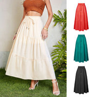 Women's High Waist Long Skirt Elastic Waist