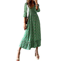 Women's Long Printed Stitching Dress