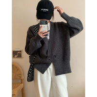 Knitted Cardigan Korean Style Solid Color Loose And Simple Knitwear Idle Style Women's Coat