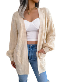 Twist Lantern Sleeve Casual Pocket Cardigan Sweater Coat