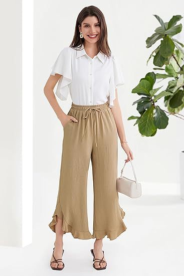 Fashion Ruffles Bell-bottoms Ankle-length Pants Women