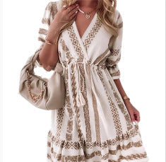 Women's Fashion Casual Printing Lace Dress