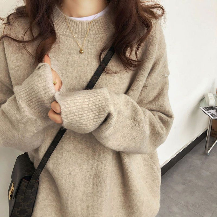 Loose And Lazy Style Round Neck Women's Sweater Pullover