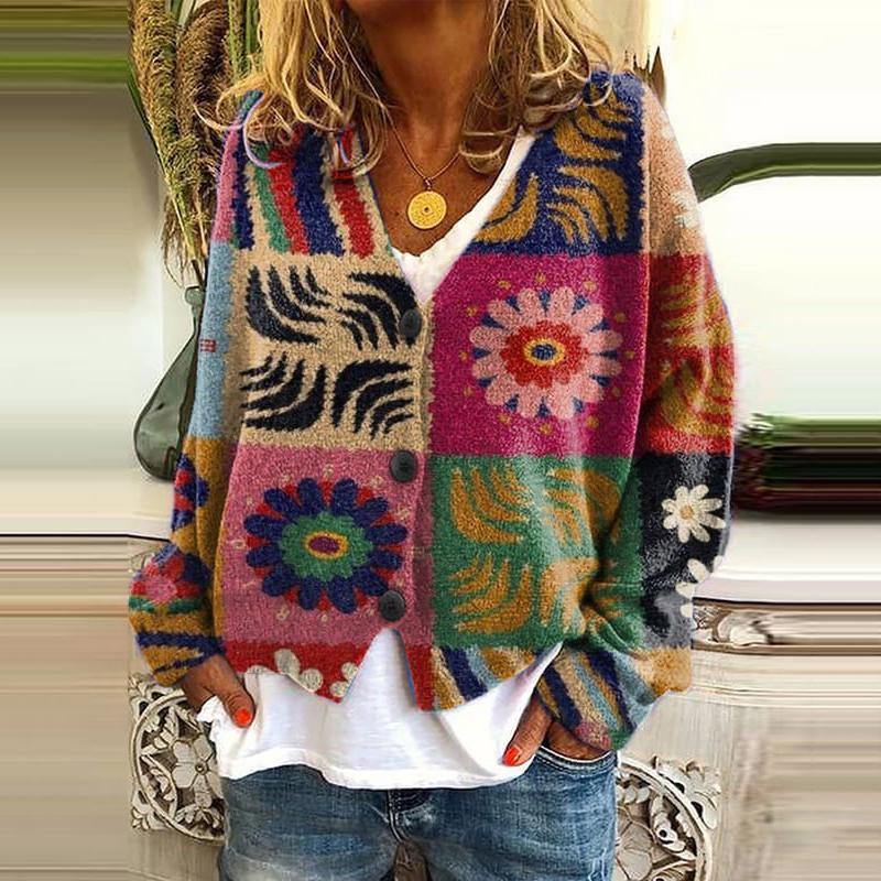 Christmas Abstract Printing Casual Coat Cardigan Sweater