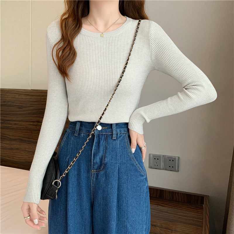 Tight Round Neck Long Sleeves Inner Wear Bottoming Sweater