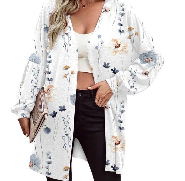 Printed Long Sleeve Fashion Cardigan Knitted Coat Women