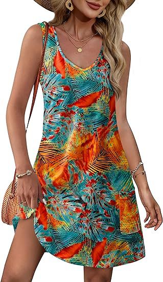 Women's Beach Vacation Sleeveless V-neck Loose Dress