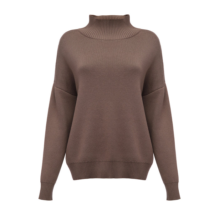 Women's Fashionable All-matching Loose Mock Neck Knitted Sweater