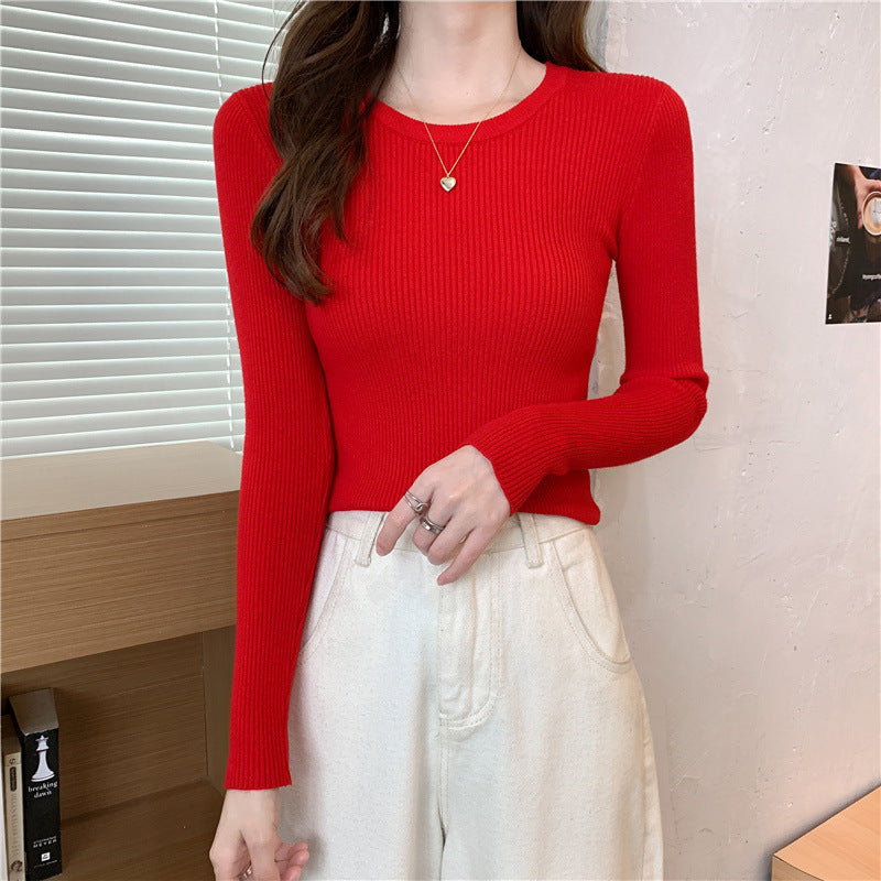 Tight Round Neck Long Sleeves Inner Wear Bottoming Sweater