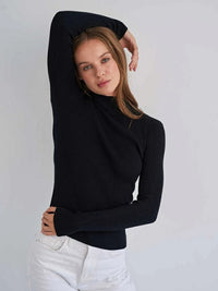 Women's Fashion Simple Pure Color Half Collar Sweater