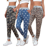 Women's Fashion Casual Exercise Comfort Printing Stretch Waist Trimming High Waist Trousers