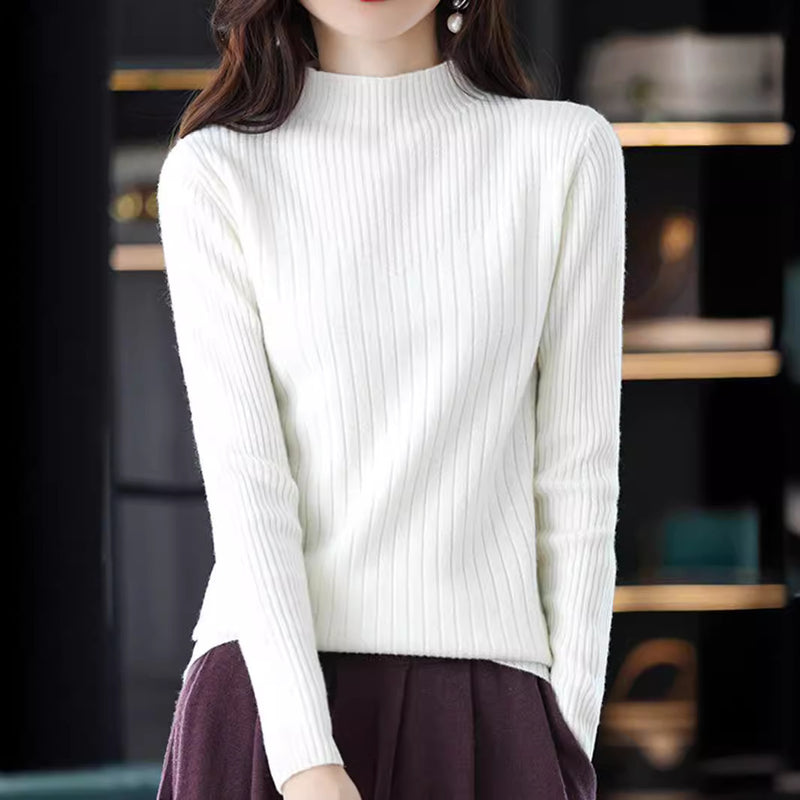 Knitted Fashion Slimming Knitted Bottoming Shirt Women's Long Sleeve