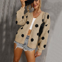 Autumn And Winter Dots Cardigan Knitted Coat