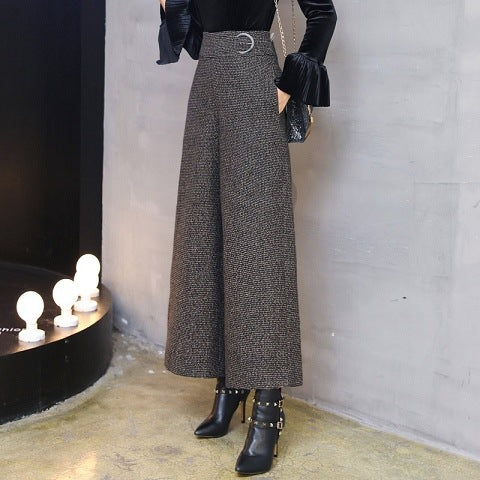 Autumn And Winter New Woolen Wide-leg Pants Women