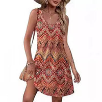 Women's Beach Vacation Sleeveless V-neck Loose Dress