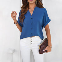 SpringSummer Temperament Pure Color Casual Stand Collar Shirt