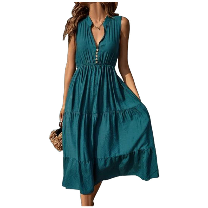 Women's SpringSummer Waist-slimming Long Dress