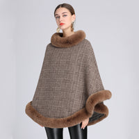 Women's Imitation Rabbit Fur Collar Shawl Cape Loose Pullover