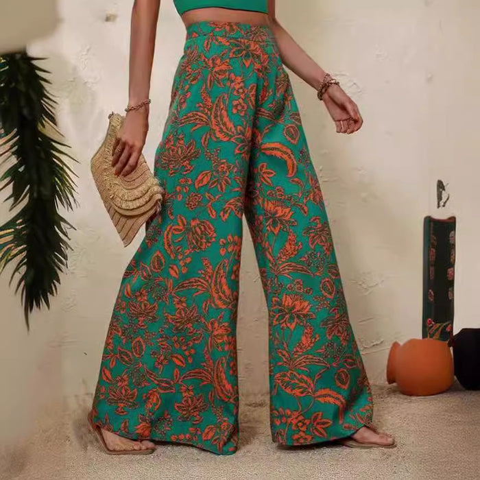 Fashionable Elegant Floral Print Women's Pants