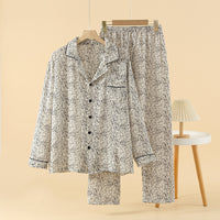 Lapel Pajamas Suit Four Seasons Thin Long-sleeved Trousers Cotton