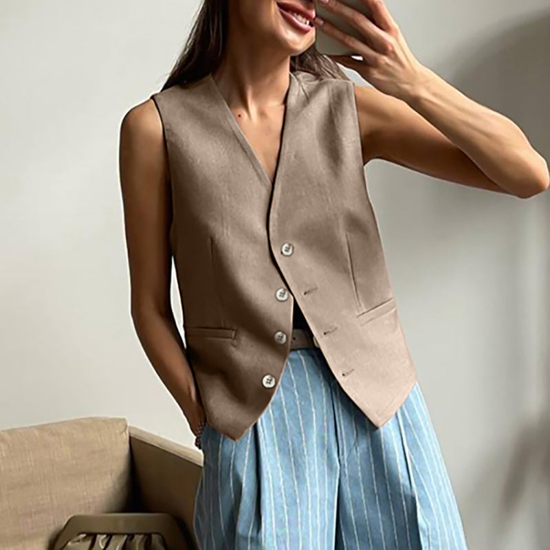 Fashion V-neck Sleeveless Vest Suit Women