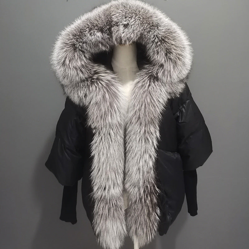 White Duck Down Real Fur Big Fur Collar Down Jacket