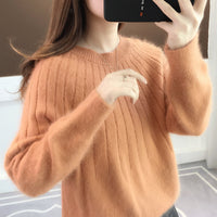 Women's Sweater Solid Color Short Pullover Round Neck