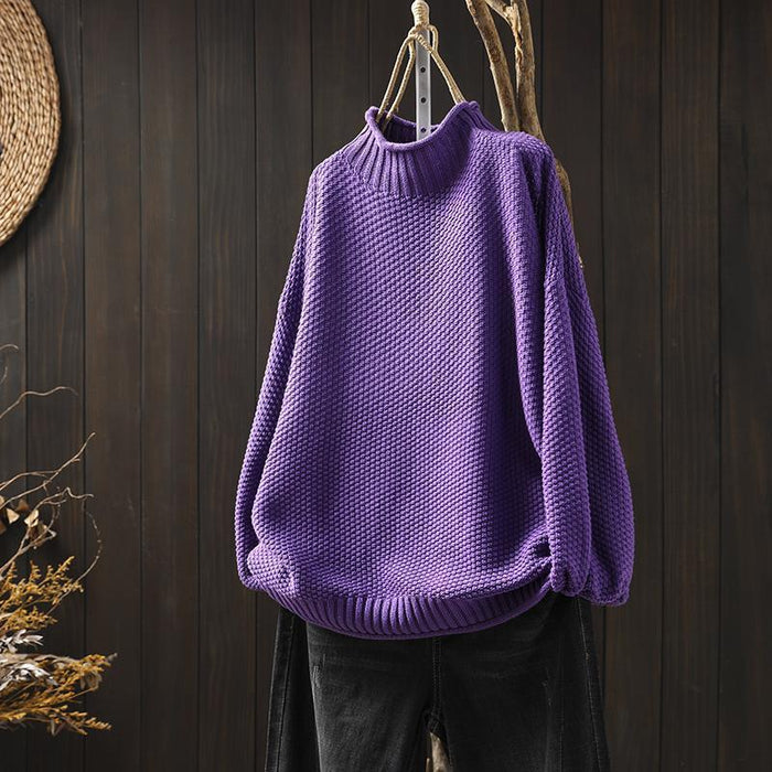 Mock Neck Sweater Women Loose Plus Size