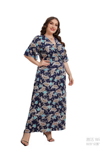 Plus Size Women's Printed Short Sleeve Dress