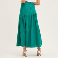 Women's High Waist Long Skirt Elastic Waist