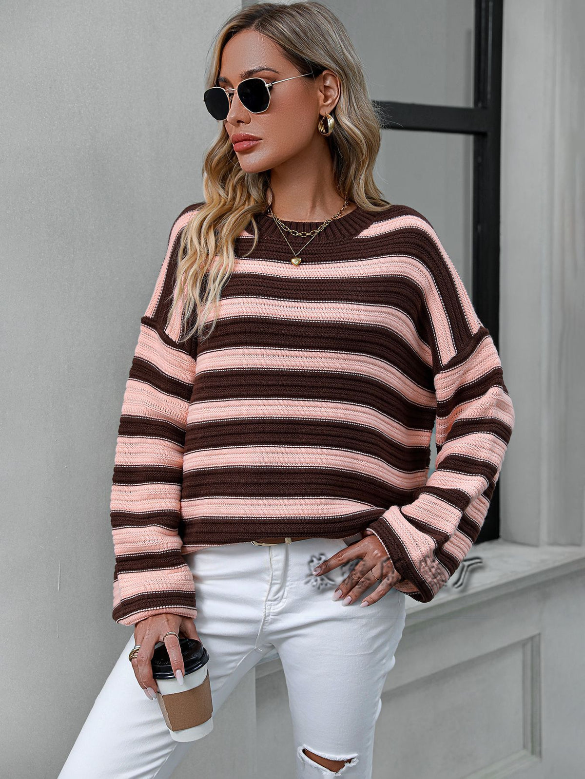 Striped Sweater Large Size Women's European And American Style